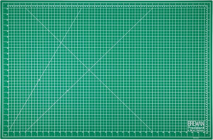 Breman Precision 24x36 Inch Self Healing Cutting Mat - 2-Sided 5-Ply PVC Green/Black Cutting Mats for Crafts, Sewing, Quilting and DIY Projects - Durable and Non-Slip Design with Precise Grid Lines