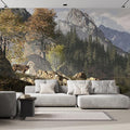 wall26 Wall Sticker/Wall Mural Wolf Near a Lake in a Rocky Mountain Landscape, Not Peel and Stick, Non-Woven Wallpaper Decorative for Bedroom, Living Room, Office - 108x168 inches