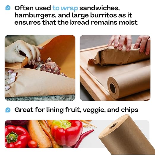 Brown Freezer Paper Roll 24" x 1800" (150 feet) with Cutter - USA-made Freezer Paper for Meat & Fish - Poly-Coated Food Wrapping Material for Freezing - Barrier Against Air & Moisture by IDL Packaging