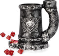 Mug Dice Tower - Dice Rolling Tower,(7PCS D20 Dice Set Included) for DND Gift and Dungeons and Dragon, Tabletop Games, Drink Holder, Tavern Style Board Game Roller (Black)