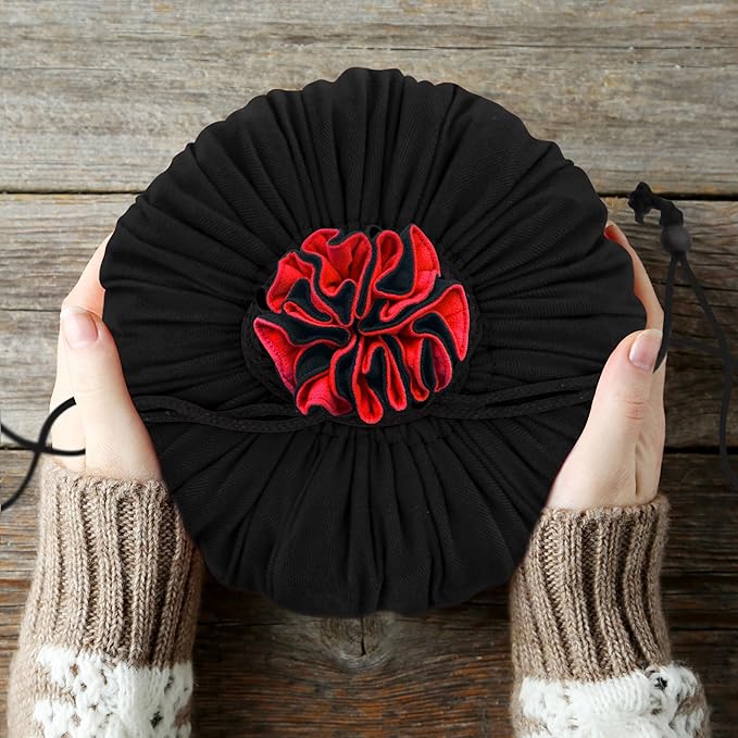 SIQUK Large Dice Bag with Pockets Drawstring Dice Bag DND Dice Storage Bag Big Capacity Dice Pouch for RPG MTG Table Games, Hold over 300 Dice (Black & Red)