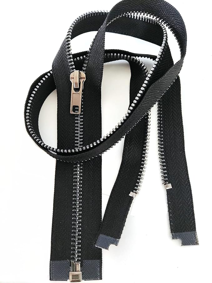 Leekayer Zipper #5 24 Inch Separating Zipper Black Nickel Metal Zipper 60 cm Zipper for Sewing Bag Crafts Jacket Zipper Repair Coats Bulk 2pcs