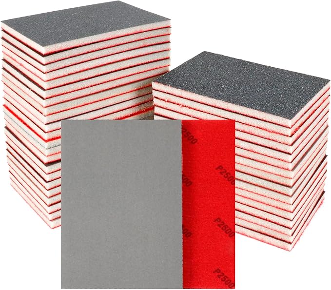 24 Pcs Sanding Sponge 2500 Grit, Washable & Reusable Sanding Blocks for Wood, Metal, Drywall, Glazing, Wet Dry Sandpaper for Smooth Finishing