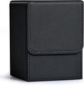 ZLCA Card Deck Box for Trading Cards, MTG YuGiOh Deck Case Holds 100+ Single Sleeved Cards, PU Leather Magnetic Card Storage Box Fits for TCG CCG Magic Game Cards (Black)
