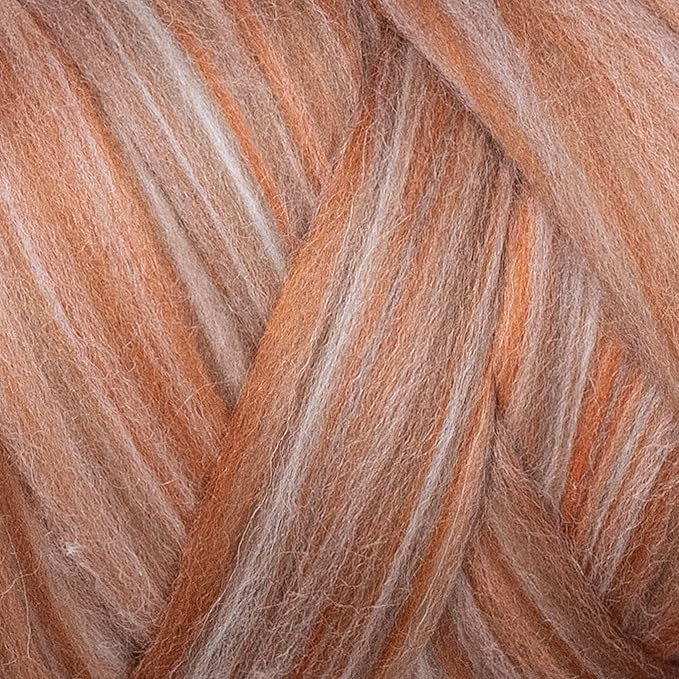 Kondoos multi Colored Natural Wool roving, 1 lb. Best Wool for Needle Felting, Wet Felting, handcrafts and Spinning. (Pebble, 1lb)
