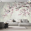wall26 - Large Wall Mural - Watercolor Style Ink Painting Pink Cherry Blossom on Vintage Wall Background | Self-Adhesive Vinyl Wallpaper/Removable Modern Wall Decor - 66x96 inches