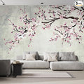 wall26 Wall Sticker/Wall Mural Watercolor Style Ink Painting Pink Cherry Blossom on Vintage, Not Peel and Stick, Non-Woven Wallpaper Decorative for Bedroom, Living Room, Office - 96x120 inches