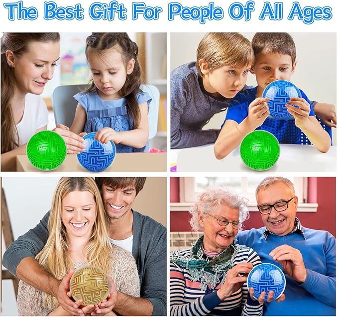 3D Puzzle Ball Maze Brain Teasers Games Puzzle Toy Gravity Memory Cube Educational Toys Gifts for Students Teens Adults,Blue and Green