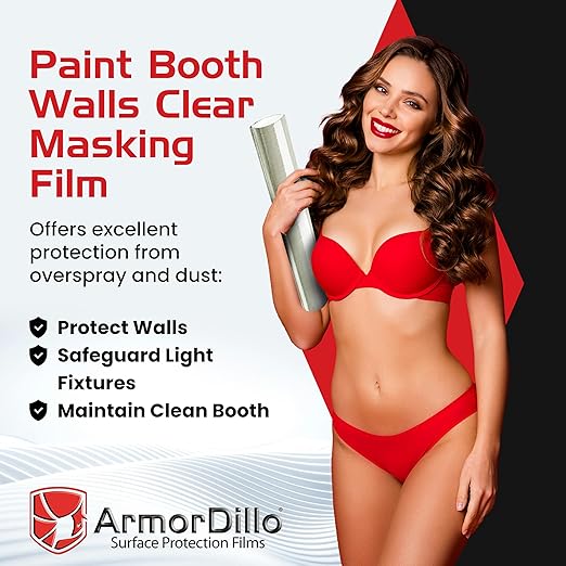 ArmorDillo Clear Full 3mil Self- Adhesive Paint Booth Protective Film Wall Masking Film Self-Adhesive, Easy-Start, 36" x 200 ft. Washable, Asteroid-Proof...Probably