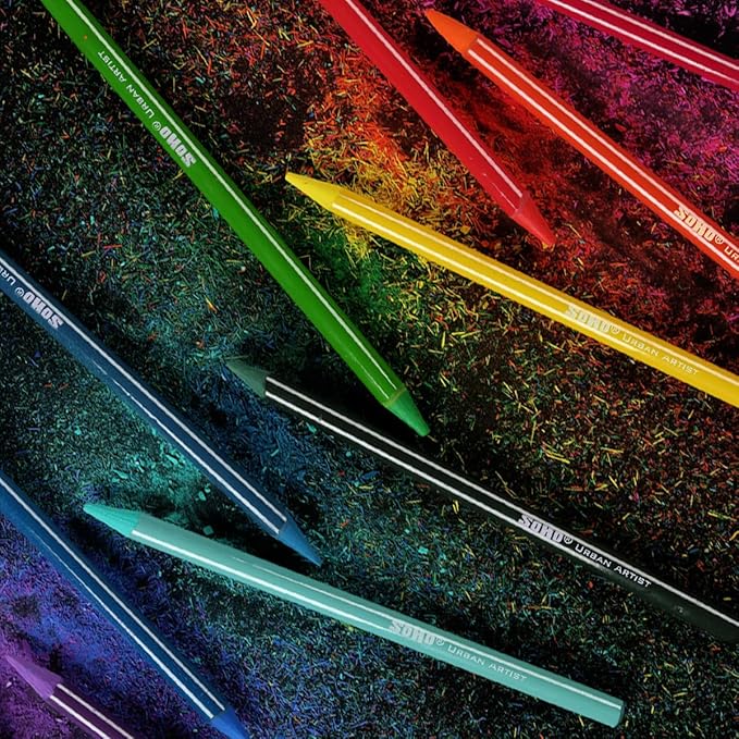 Soho Urban Artist Woodless Pastel Pencils - Set of 48, Professional Artist-Grade, 40% More Pastel, Water-Soluble, Pre-Sharpened, Easy Blending, 6.93mm Barrel, Clear Lacquered