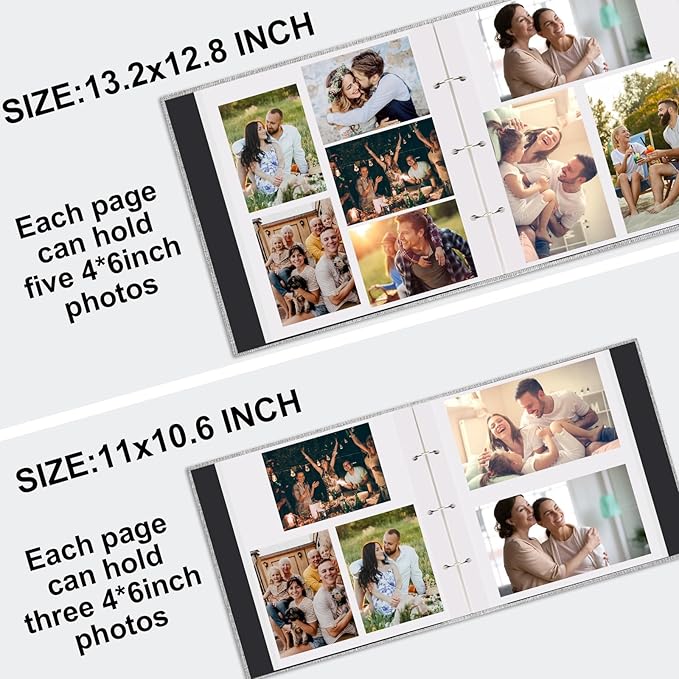 Zesthouse 18 In Photo Album Self Adhesive with Picture Display Window, 3-Ring Scrapbook Albums 60 Pages Holds 10x12 8x10 5x7 4x6 Photos, DIY Photo Book Ideal Gift for Family Wedding Baby