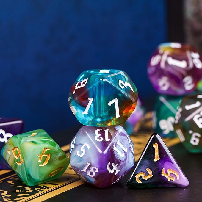 8 Sets Polyhedral Dice Set D&D, 56pcs DND Dice Set with 2 Large Leather Bag for RPG Table Games
