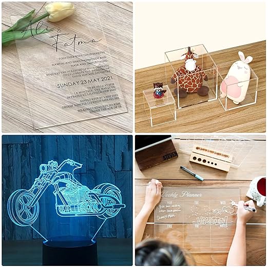 Pack of 10 Clear Acrylic Sheets 12" x 16" Cast Plexiglass Panel 1/8" Thick (3mm) Transparent Plastic Board for Signage, Craft, Display Projects, Laser Cutting, Engraving