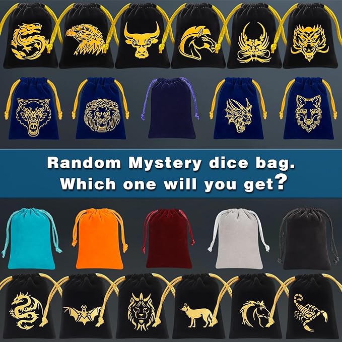 CiaraQ Mystery DND Dice Sets - Random 9 Complete Polyhedral Dice Sets with 9 Random Bags, Wide Range of Patterns, Surprise Blind Box DND Gifts for Dungeons & Dragons, Role Playing Table Game