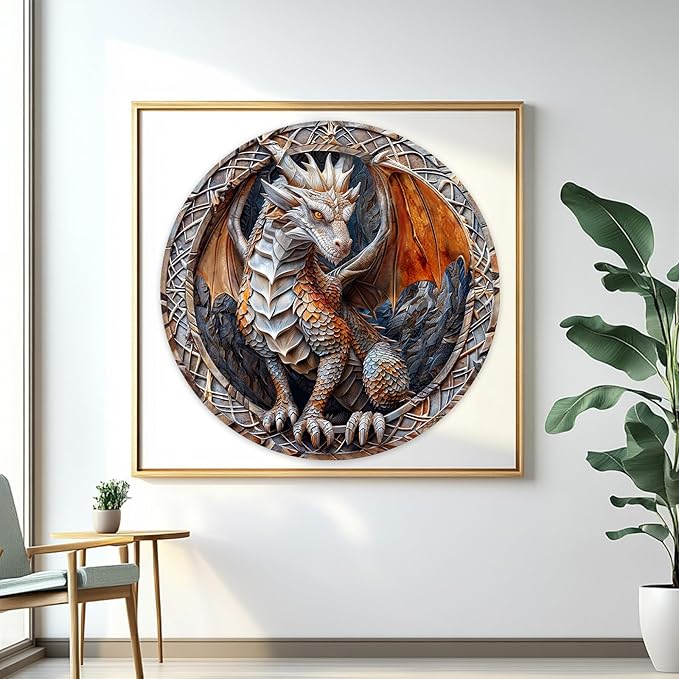 masseruon Round Puzzles for Adults 1000 Pieces-Dragon Puzzle-26.6x26.6in Jigsaw Puzzles with HD Matte Finish-Hard Impossible Difficult for Adult-Challenging Gift for Puzzle Lovers Home Decor