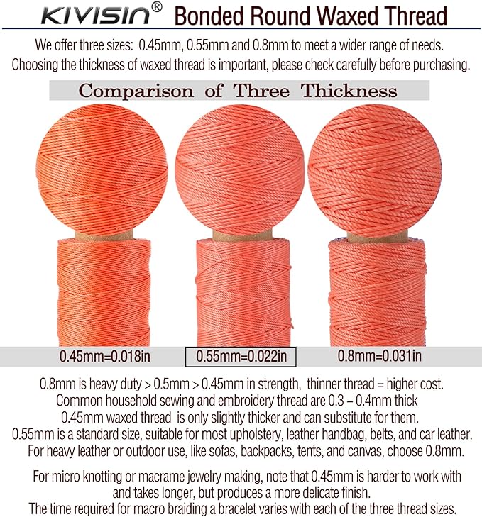 10-Year Popular Assorted Colors Round Waxed Thread -0.55mm 70 Yards 12 Spools Stiff Polyester Wax Cord for Beading, Leather Sewing, Bookbinding, Bracelets Braiding, Micro Macrame Craft Making