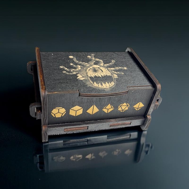 Dice Box - BLACK - 6x4x3 Also holds jewelry and great for desks and desk top items (Beholder)