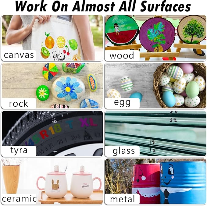Pink Paint Markers, 12 Pack Oil-Based Waterproof Quick Dry Permanent Paint Pen Set for Rocks Painting, Wood, Fabric, Plastic, Canvas, Glass, Mugs, Metal, Tire, Stone, DIY Craft