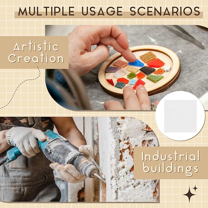 4 Set 24" X 24" Mosaic Mesh for Back Mounted Tile Fiberglass Mosaic Mesh Backing Boast for Tile Installation Supplies Tools (Non Sticky)