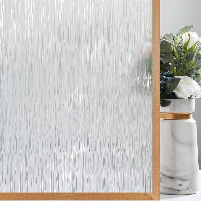 VELIMAX Frosted Window Privacy Film Non Adhesive Window Cling Removable Glass Covering Clear Water Opaque Window Film for Home Anti UV 35.4x157.4 inches