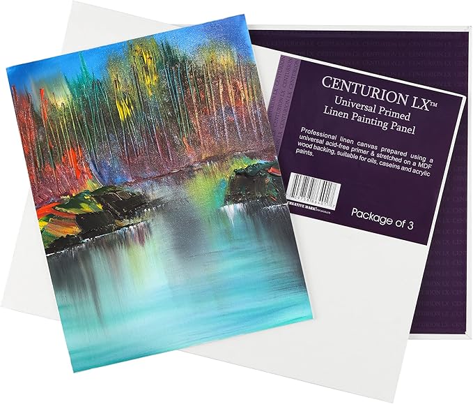 Centurion All-Media Primed Linen Panels - 11x14 3 Pack - 11oz Universal Primed Canvas Boards for Painting, Mounted on MDF Wood, Non-Warping, Ideal for Artists, Professionals, and Painters