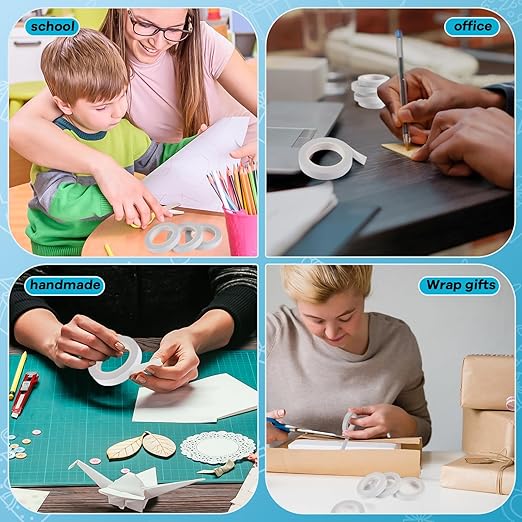 9 Rolls Double Sided Tape for Crafts, Strong Double-Sided Tape, Scrapbook Tape, Double-Sided Adhesive Tape for Arts, Card Making, Scrapbooking Supplies, Gift Wrapping (0.4 in X 26.25Ft)
