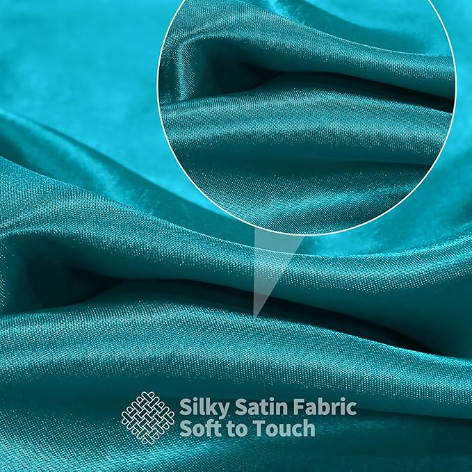 RUDONG M Teal Satin Fabric by The Yard, 5 Yard x 60 Inch Wide Silky Charmeuse Satin Fabric, Soft Satin Fabric for Wedding Decorations, Bridal Dress, Sewing, Accessories, DIY Crafts