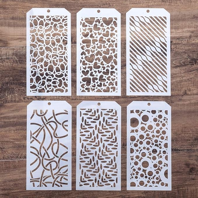 DIY Decorative Stencil Template for Scrapbooking Painting on Wall Furniture Crafts,Set of 6 (Heart)