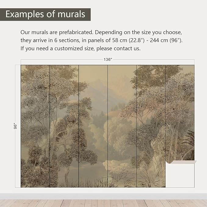 AFZEVEB-Tropical Jungle Wallpaper Landscape Tree Wall murals for Bedroom 136"x96"(Not Peel and Stick)