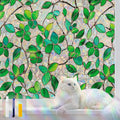 Stained Glass Window Privacy Film Decorative Rainbow Static Clings – Ideal for Home & Office, Adhesive-Free, Removable, UV-Blocking (Green Rainbow, 17.5 X 78.7 in)