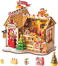 ROBOTIME DIY Miniature House Kit, Tiny House Book Nook for Family and Friends, Mini Wooden Dollhouse Kit for Halloween/Christmas/Birthday Gifts（Gingerbread House）