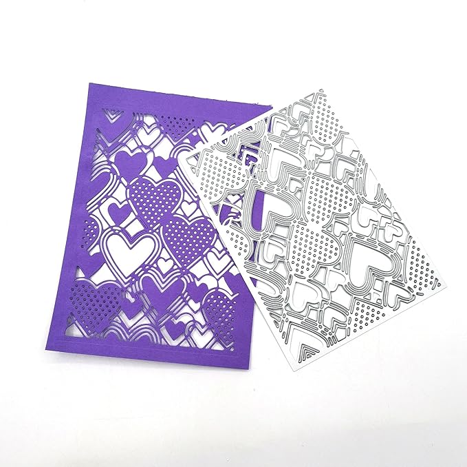 Love Heart Background Frame Cutting Dies,Valentine's Day Love Heart Die Cuts Metal Embossing Stencils Template Mould for Card Scrapbooking and DIY Craft Album Paper Card Decor