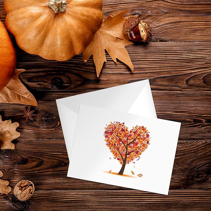 Seasons of Life Note Card Assortment Pack/Set Of 24 Greeting Cards And White Envelopes / 4 7/8" x 3 1/2" Cards Featuring 4 Seasonal Tree Designs