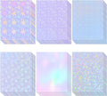 36 Sheets Holographic Sticker Paper, Clear Vinyl Laminate Film for Stickers Waterproof, Transparent Overlay Lamination Sticker Paper Self-Adhesive, 6 Patterns-8.5x11 Inch