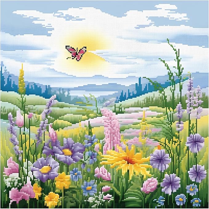 51buyoutgo Natural Landscape Cross Stitch Kits, 11 Ct Count Pre Printed Counted Stamped Cross Stitch Embroidery Needlepoint Patterns Kits for Adults Beginners, Easy Advanced Crossstitch Crossstitching