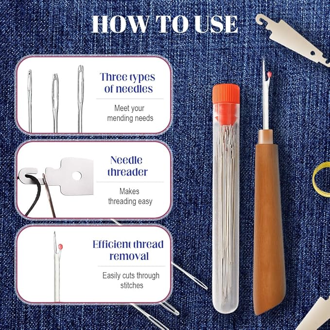 37PCS Sewing Tool Set, 2026 New Big Eye Steel Sewing Needles Kit, Stainless Steel Needles for Hand Sewing Kit, Portable DIY Hand Made Craft Set for Handcraft Lovers (37 Pcs)
