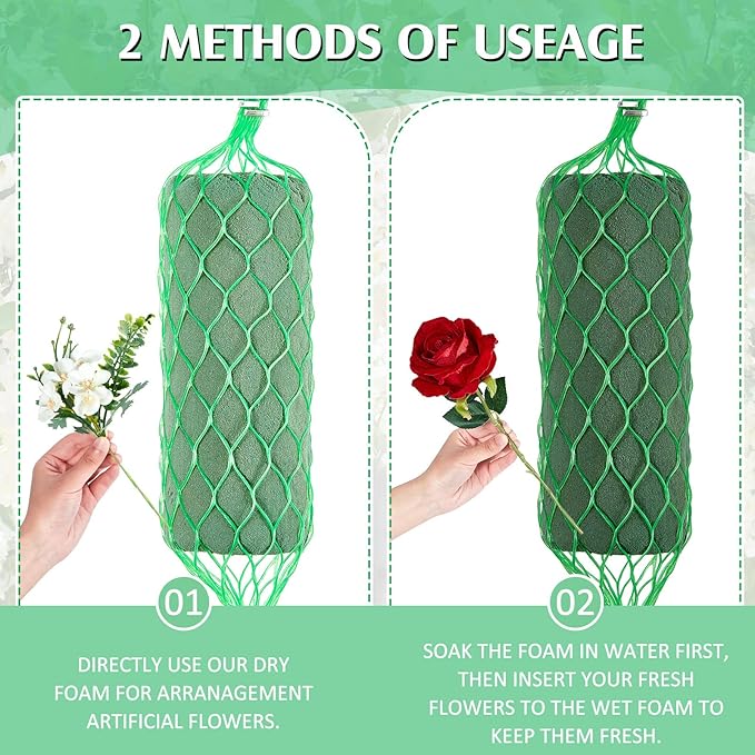 Preboun 14 Pcs Floral Foam Garland 27.6ft Absorption Flower Holder Plant Foam Flower Green Sponge Foam for Wedding Arch Door Tabletop Decoration Arrangement Home Garden Craft
