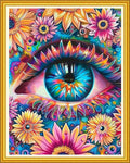Magxvouy Cross Stitch Kits Stamped Full Range of Embroidery Kits,Cross Stitch Patterns Needlework Kits for Beginners 11CT Printed Kits&Colorful Eye Flowers 16x20 inch