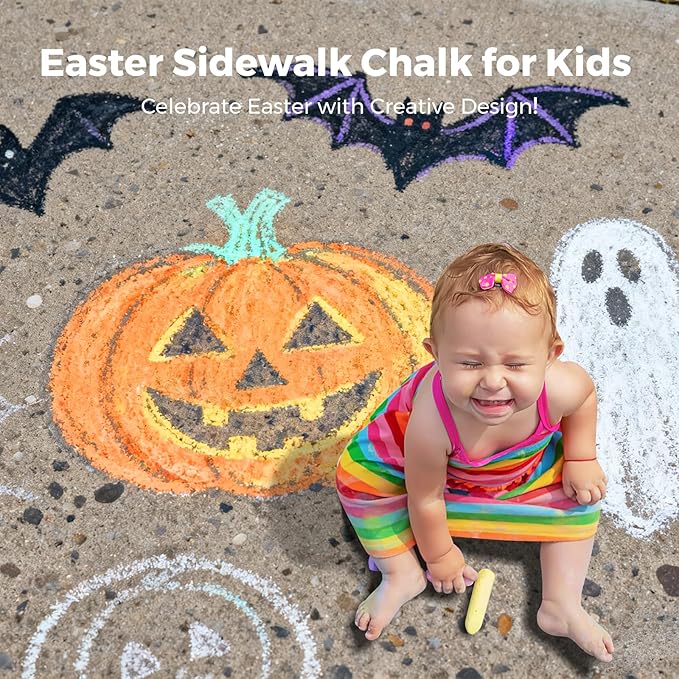 Jar Melo 38 PCS Sidewalk Chalk for Kids- Colored Sidewalk Chalk with Holder,Jumbo Washable & Non-Toxic Chalks-Outdoor Play and Chalkboard Art for Kids and Toddlers Gifts