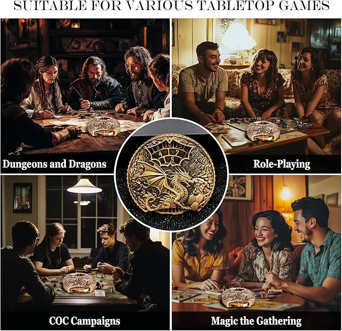 DND Dice Set Roulette: Fidget D4 D6 D8 D10 D10% D12 D20 All in One Metal D&D Spinner Dice - Cool Role Playing Dice Gifts for Dungeons and Dragons TRPG MTG Games Lover Players (Ancient Bronze)