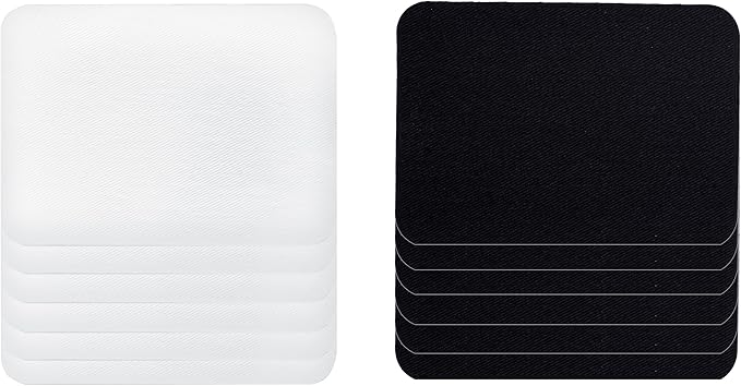 Johnson & Smith Iron On Patches - 12-Piece Iron On Patch for Clothing, Pants Repair - Adhesive Fabric Patches in Rectangle Shapes - Easy to Use, No Sewing Needed - Black and White