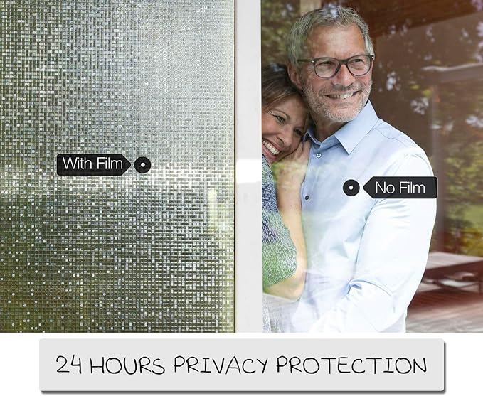 HIDBEA 3D Window Privacy Film - Rainbow Decorative Window Clings, Heat Control Glass Tint - 35.4" x 16.4 Feet, Mosaic Patterns
