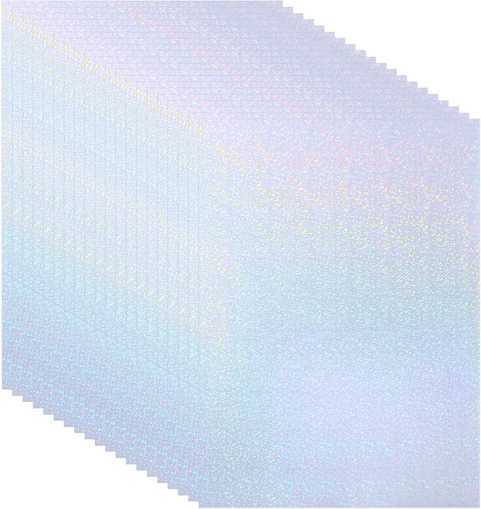 PATIKIL 11.7x8.3" Holographic Sticker Paper, 20Sheets A4 Polypropylene Self-Adhesive Transparent Waterproof Laminate Overlay Film for Photo Cards Scrapbook Decorations, Little Circle