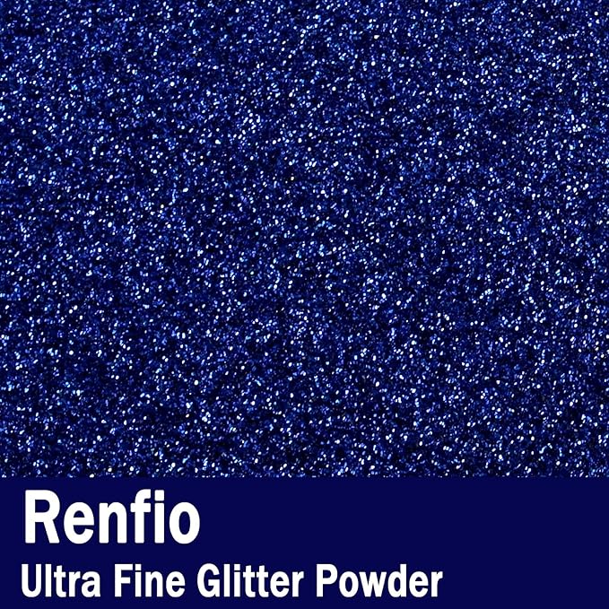 Renfio Ultra Fine Glitter Powder Metallic Resin Glitter 2.11 Oz (60g) PET Flakes Crafts Sequins 1/128" 0.008" 0.2mm Epoxy Chips Flakes for Tumblers Slime Roses Decoration - Classic Blue