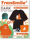TranSmile PU-Heat Transfer Paper for T Shirts (50 Sheets, 8.5 x 11'') Printable Heat Transfer Vinyl for Dark Fabrics Iron on Transfers for Inkjet Printer (D-50)