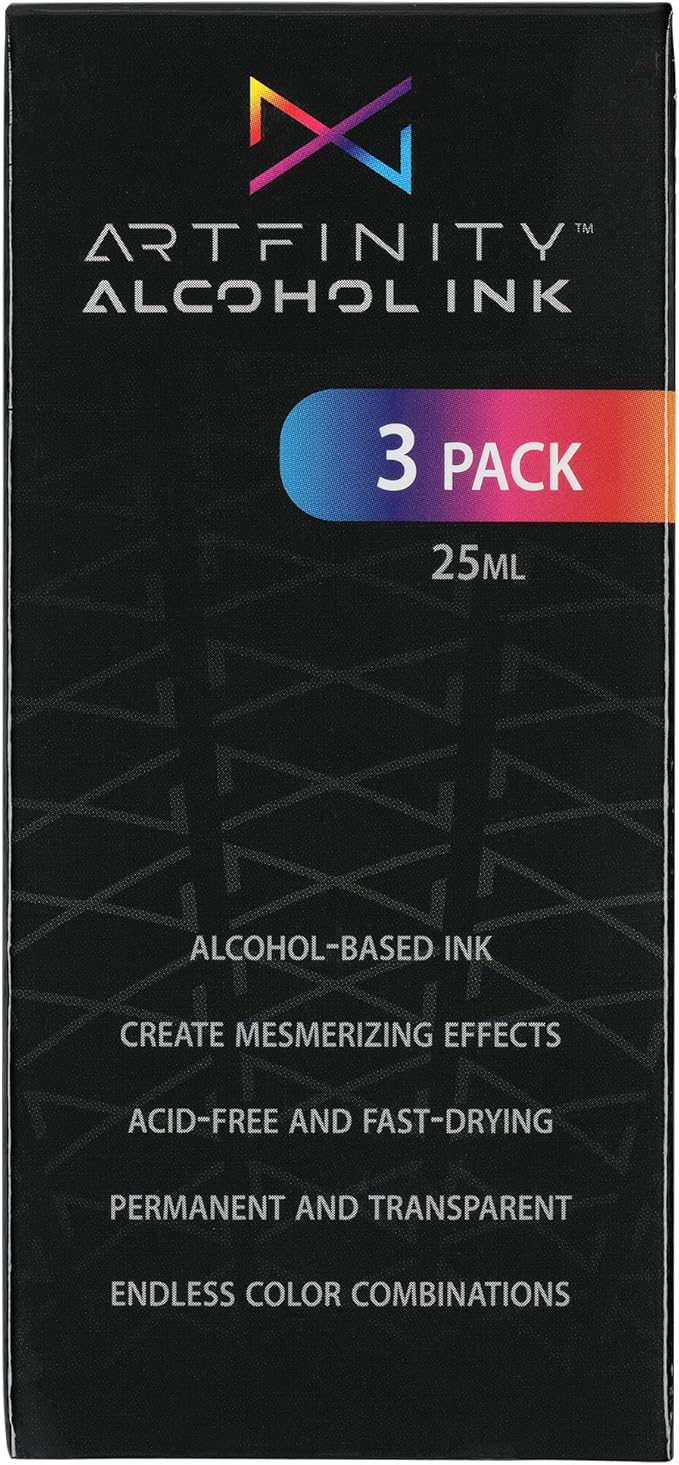 Alcohol Inks 3 Pack - Vibrant, Professional, Dye-Based Alcohol Inks for Artfinity Alcohol Markers, Artists, Drawing, & More! - Brain RV8-5