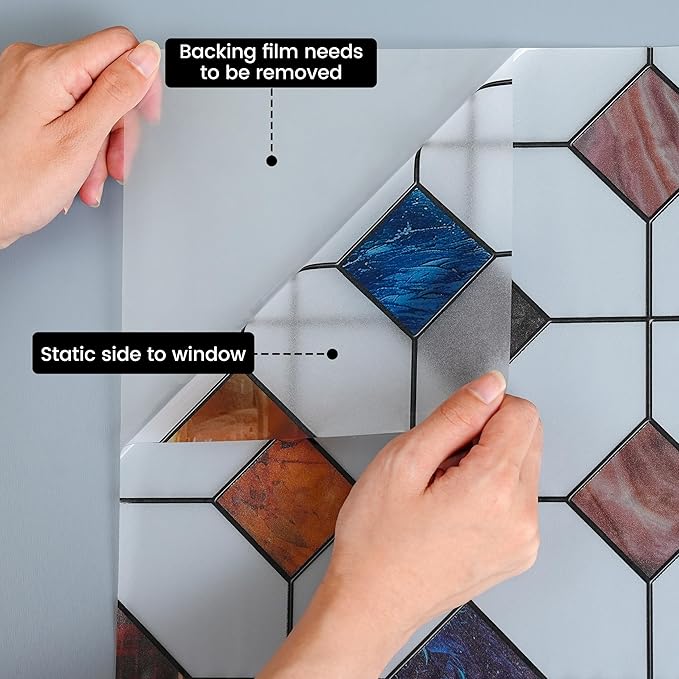 DKTIE Window Privacy Film Frosted Glass Static Cling UV Sun Blocking Heat Control Window Tint Day and Night Insulation Home Bathroom Door Decorative (S533, 23.6in X 118.1in)