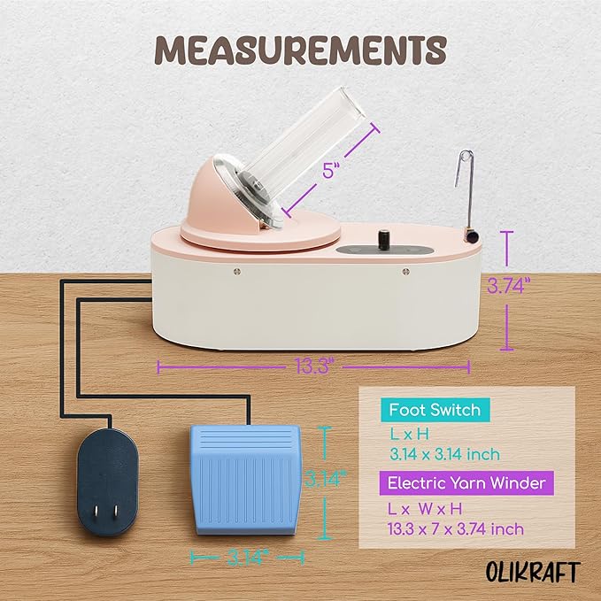 Olikraft Tabletop Electric Yarn Winder for Crocheting | Swift Electric Yarn Ball Winder Large Capacity | Ball Winders | Cake Winders | No Tensioner Included | No Clamp Required (Patented)