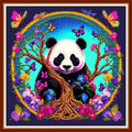 Dimensean Stamped Cross Stitch Kits Full Range of Embroidery Patterns Starter Kits for Beginners Adult or Kids DIY Cross Stitches Needlepoint Kits 11CT-Panda Flower 17.7x17.7 inch