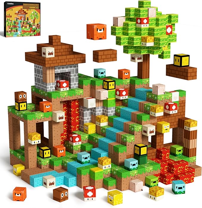 GobiDex 200PCS Magnetic Blocks Game-Based Building Toys for 3+ Years Old Boys Girls, Magnets Toys STEM Sensory Gift for Kids